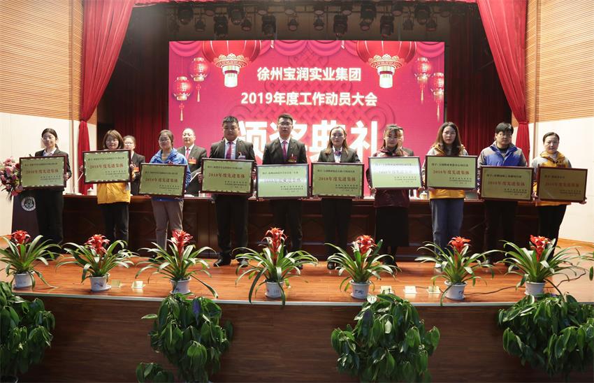徐州开云手机登录中心实业集团2019年度工作动员大会---集团公司领导为先进单位和先进个人代表颁奖